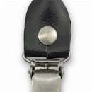 Sir Redman set bretellussen - zwart leer - met antiek zilveren clips