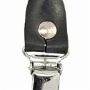 Sir Redman set bretellussen - zwart leer - met zilveren clips